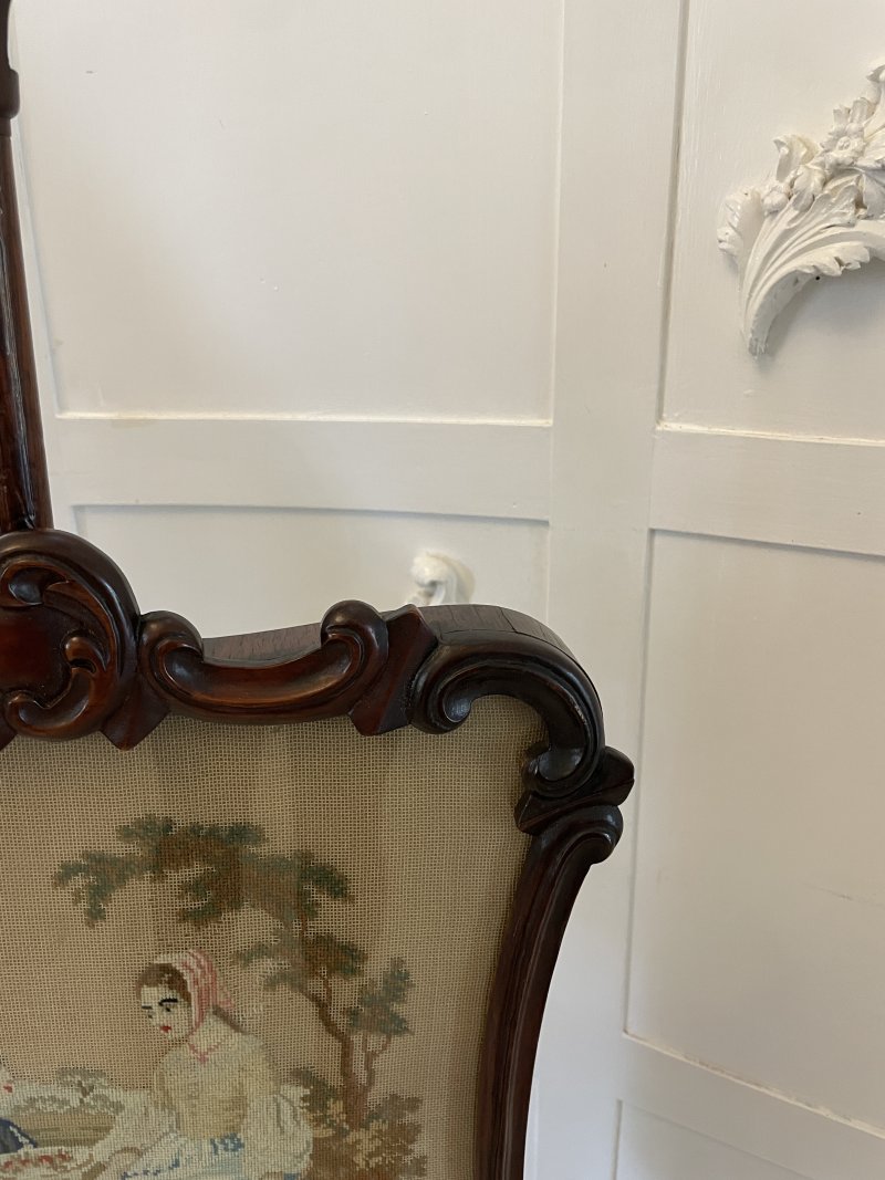 Antique Victorian Quality Carved Rosewood Pole Screen - Image 5